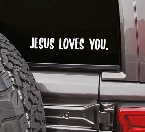 MAZ DISTRIBUTIONS – Jesus Loves You Sticker – Vinyl Decal for Truck Window – Removable Waterproof Sticker for Helmet – Useable Indoor and Outdoor – Easy use for Car, Van, and Bike – MAZ – 463