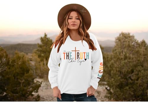 Christian Sweatshirt Women Bible Verse Pullover Religious Faithful Shirt - color: White, size: Medium