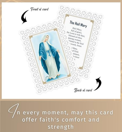 Trendzeen Hail Mary Prayer Card - Lace Style Hail Mary Laminated Holy Card, The Lord's Prayer Card - Hail Mary Prayer Cards Catholic Set of 6 Devotional Cards