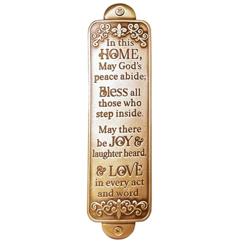 Abbey + CA Gift Home Blessing Entryway Wall Plaque, Religious Metal Home Decor Housewarming Gift, 6"H (Gold) - color: Gold