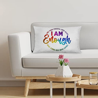 Nogrit I am Enough Inspirational Pillow Covers 12x20, Inspirational Gifts for Women Teenage Girls, Encouragement Gifts for Women, Motivational Gifts - color: I Am Enough