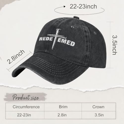 Religion Christ Christian Jesus Baseball Cap for Men Women Adjustable Retro Washed Golf Dad Caps Funny Graphic - color: Redeemed Redemption Cross Nails