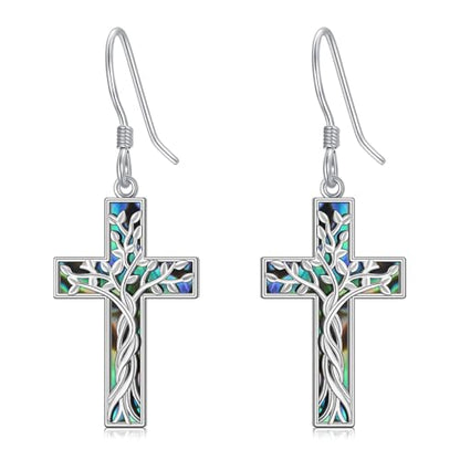 Mountain Mustard Seed Earrings for Women 925 Sterling Silver Lotus/Cross Dangle Drop Earring Christian Jewelry Outdoor Birthday Graduation Gifts - style: Tree of Life