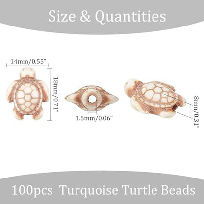 100Pcs White Turquoise Turtle Gemstone Spacer Beads for Jewelry Making - color: White Turtle 14x18mm