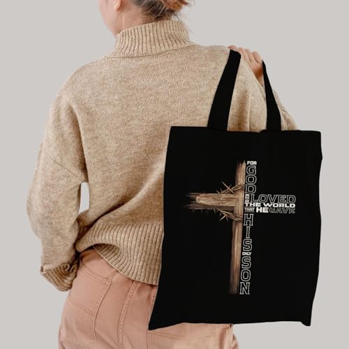 Chicimln Christian Goose Tote Bag, off to Praise the Lord Bible Verse Canvas Tote Bags - color: Black 01