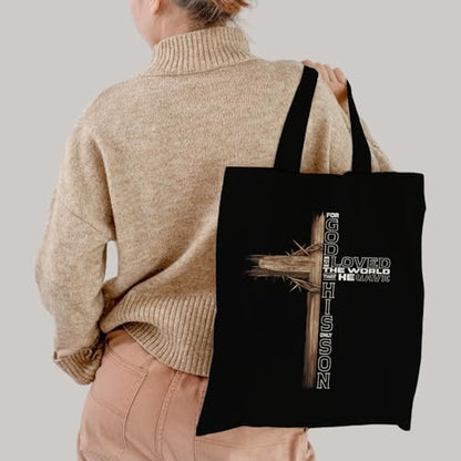Chicimln Christian Goose Tote Bag, off to Praise the Lord Bible Verse Canvas Tote Bags - color: Black 01