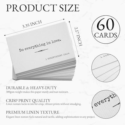 Bible Verse Cards, 60 Mini Prayer Cards on 300GSM Linen Paper - color: Minimalism