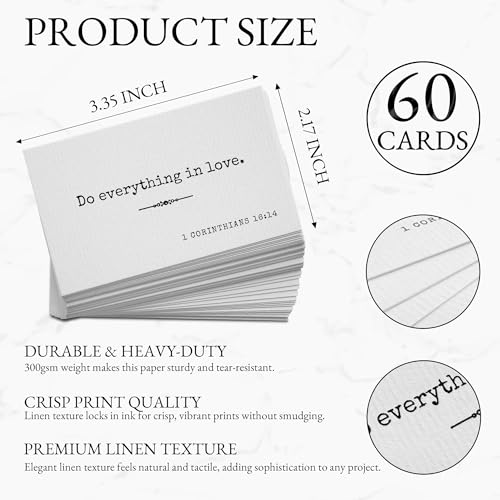 Bible Verse Cards, 60 Mini Prayer Cards on 300GSM Linen Paper - color: Minimalism