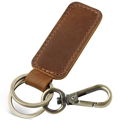 Jack&Chris Genuine Leather Car Keychain, Universal Key Fob Keychain, Leather Key Chain Holder for Men and Women, JC306 - color: Brown