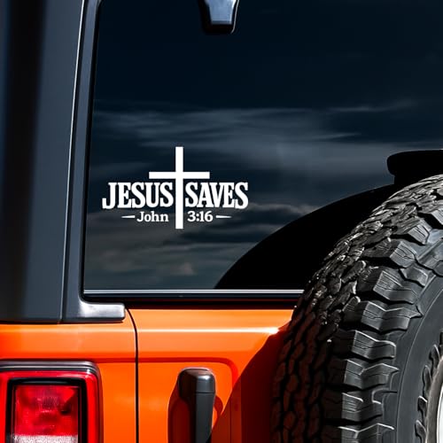 Jesus Saves Decal - Waterproof UV DTF Christian Decal Cross & John 3:16 - color: Jesus Stickers 3