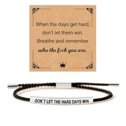 God is in Control Leather Bracelet, Stainless Steel Christian Faith Braided Engraved Bar Bracelets Self Worth Motivation Bracelet Inspirational Friendship Jewelry for Men Women - color: Don't Black&Silver
