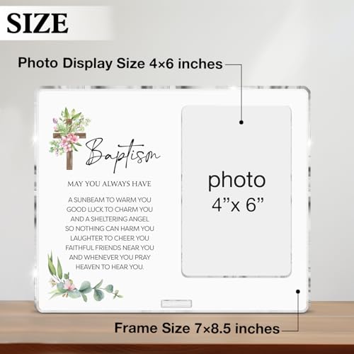Baptism Picture Frame Gifts, Christening Baptism Gifts for Girls, Catholic Baptismal Gift for Girl Godchild Acrylic Photo Frames, Photo 4 x 6 Inches - color: Baptism- B