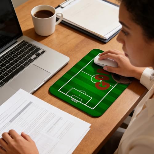 Green Soccer Mouse Pad, Soccer Fan Player Coach Gifts, Sports Lovers Gifts Mouse Pad for Work Computers Laptop Home Office Dorm Desk Accessories, 9.5x7.9 Inch - color: Interesting text Mouse pad R