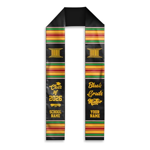 MDPrints Global Kente Graduation Sash 2026, Black Girl Magic Graduation Sash 2026, Class of 2026 Graduation Gift - color: Kente Dk06
