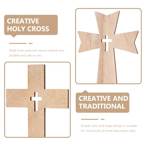 PRETYZOOM 20pcs Unfinished Wooden Crosses for Craft, 4'' Small Cross Ornament, Halloween Table Sign, Baptism First Communion Centerpiece, Easter Christmas Decoration (2 Styles) (Pack of 2) - size: 11x8cm (Pack of 2)