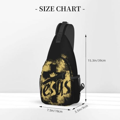 Jesus Cross Sling Backpack Travel Hiking Daypack Crossbody Sling Bag Adjustable Chest Shoulder Bag For Men Women - color: Jesus Cross 1