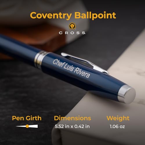 Cross Coventry Personalized Ballpoint Pen in Blue Lacquer with Chrome Trim - color: Blue