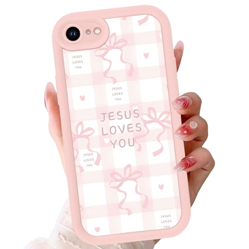 Cute Bow Phone Case for iPhone 8 iPhone 7 iPhone SE 2022/2020 4,7", Aesthetic Jesus Bible Verses Pink Ribbon Bowknot Pattern for Women Girls, Soft Silicone Protective Shockproof Phone Cover, Girly - color: Girly, size: for iPhone 8 7 iPhone SE 2022/2020