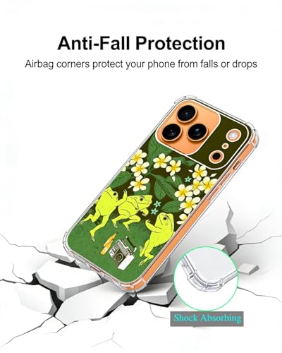 Dancing Frogs Phone Case Compatible with iPhone 17 Pro, Hippie Trippy Toad Phone Cover for iPhone 17 Pro - color: Cute Frog