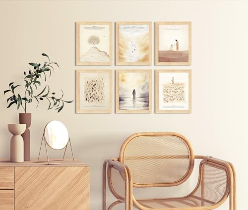 TwoDays Framed Christian Wall Art, Bible Verse Prints, 8 x 10 in, 6-Piece