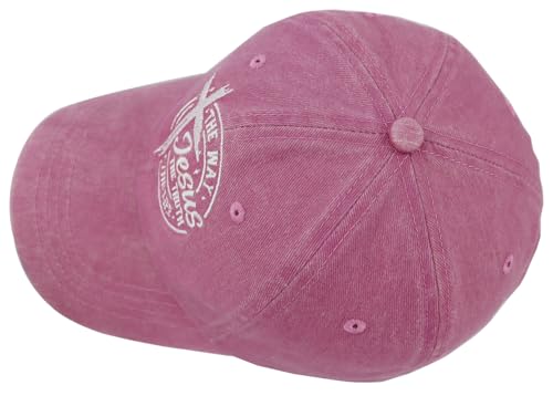 The Way The Truth The Life Baseball Cap for Men Women, Adjustable Cotton Embroidered Christian Jesus Hat - color: Pink