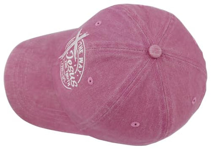 The Way The Truth The Life Baseball Cap for Men Women, Adjustable Cotton Embroidered Christian Jesus Hat - color: Pink