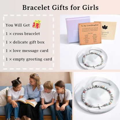 Christian Gifts for Women Girls, Religious Cross Bracelet - color: Granddaughter