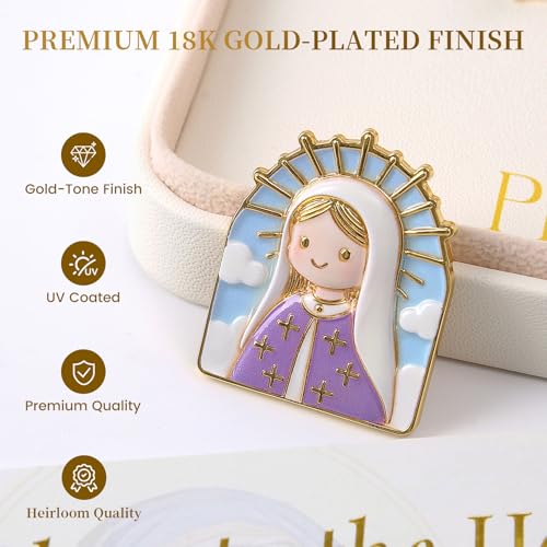 My First Religious Keepsake Box Set for Girls - 3D Virgin Mary Medal, White PU Leather Case & Blessing Card for Baptism, First Communion (Premium Keepsake Box - Rosary Not Included) - style: Style D