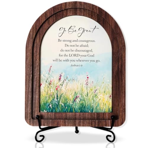 Be Great Be Strong and Courageous Wood Plaque Signs，Christian Desk Decor - color: Joshua 1:9