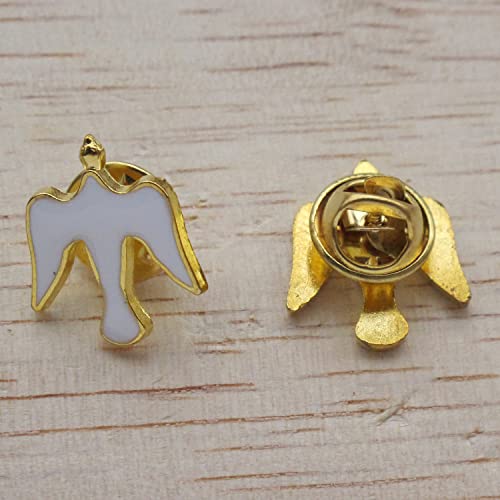 12 Pcs Holy Spirit Lapel Pin, Enamel Dove Confirmation Favors - color: White