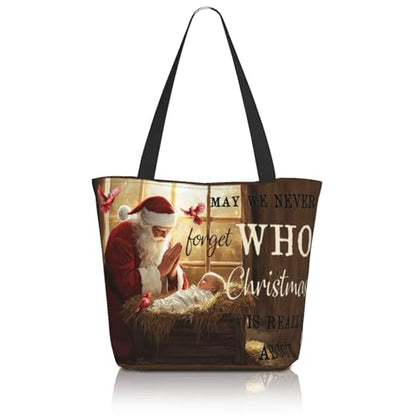 Funny Christian Tote Bags For Women With Zipper Christian Gifts For Work Gym Travel Beach Women With Large Capacity - color: Christmas-2