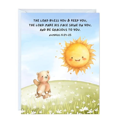 Baptism Card Religious Christian Bible Quote, Christening, First Communion, Confirmation, or Wedding Card | Prayer & Inspirational Card, Blank Inside, Thoughtful Gift by Aly Lou (The Lord Bless You & Keep You ... Numbers 6:24-25) - color: The Lord Bless Y