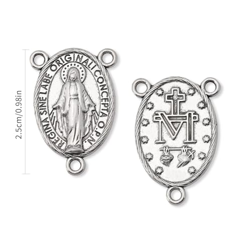 10 Pcs St Benedict Medals Cross Charms and Virgin Mary Rosary Centerpieces for Rosary Making Supplies,Medalla De La Virgen Milagrosa Catolica with Saint Benedict for Necklaces Pendant Rosary Kit - color: 10 Pcs St Cross