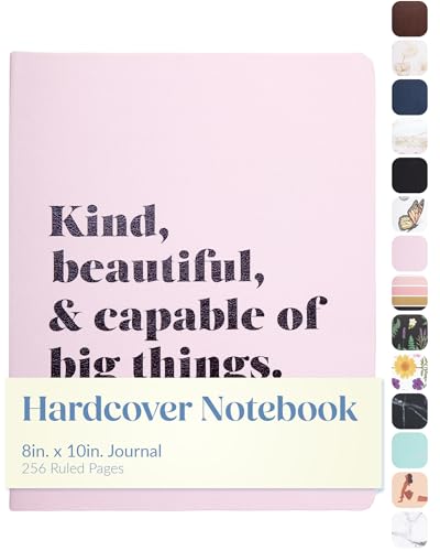 WORLD TRAVELER Large Lined Journal Notebook 256 Ruled White & Ivory Pages - color: Beautiful & Capable