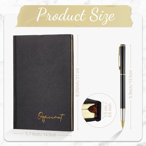 Engrowtic Wedding Officiant Book with Pen 5.25x8.25,Black,Classic - color: Black, style: Classic