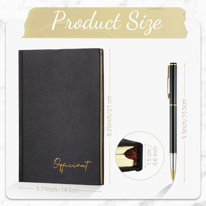 Engrowtic Wedding Officiant Book with Pen 5.25x8.25,Black,Classic - color: Black, style: Classic