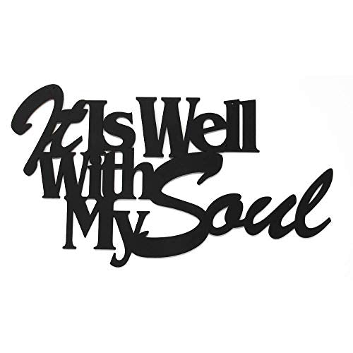 Inspirational Word Art, Christian Faith Biblical Verse Wall Sign, Hand-Made Wooden Decoration Plaque for Home, Office, Church, 17 x 10 inches (It Is Well With My Soul) - color: Well With My Soul