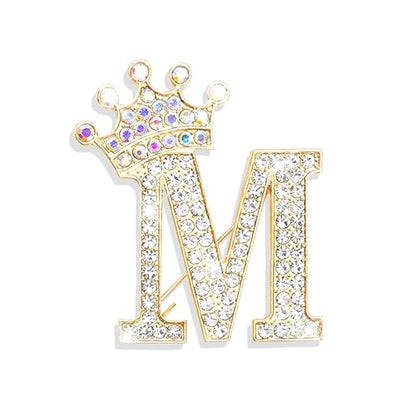 Brooches and Pins for Women A-Z Letter Rhinestone Brooch Pin Jewelry Gifts - color: A8