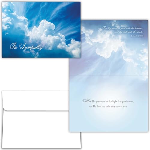KJV Cloud Sky Sympathy Card, 1 Count - color: With Sympathy Greenery