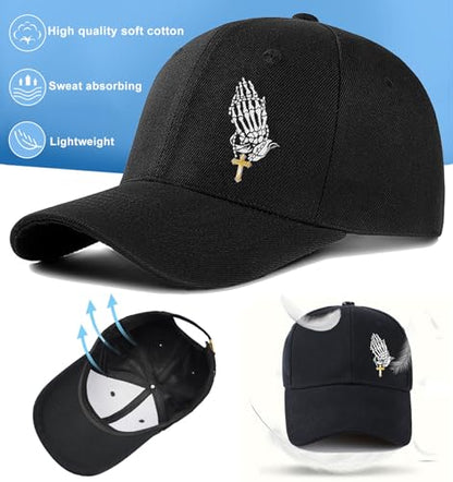 Baseball Cap for Men Cotton Black Baseball Hat for Mens Snapback Hats Trucker Dad Hat Snap Back Flat Bill Men's Caps - color: Put the Palms Together