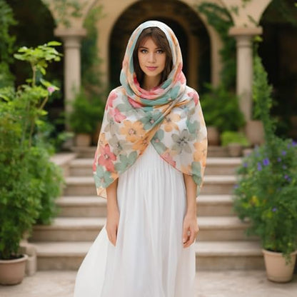 vimate Lightweight Scarf for Women Fashion Head Cover Hijab Cotton Voile Scarf Shawl Wrap for Spring Fall Winter Season - color: F1#.style 72