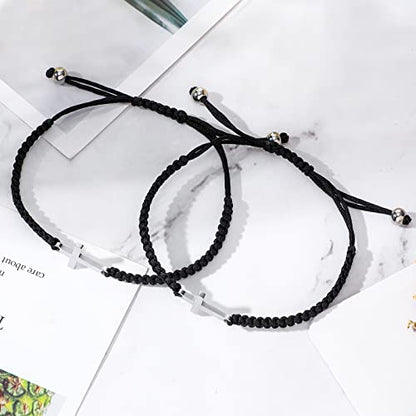 Sureio 2 Pcs Christian Cross Matching Bracelets for Women Men - color: Black