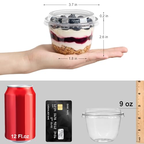 9 oz Plastic Dessert Cups with Lids, 50 Sets - size: 9 oz