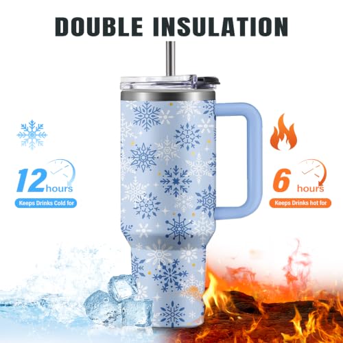 Christian Gifts for Women 40oz Tumbler - Insulated Travel Mug with Handle (Christmas Snowflake, 40 Ounces) - color: Christmas Snowflake