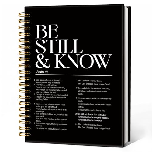 Christian Notebook Journal, Be Still and Know that I am God Bible Notebooks for Note Taking, Christian Gifts for Women Men, Religious Scripture Hardcover Spiral Notebook 5.5x8.3 - color: Be Still and Know