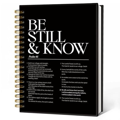 Christian Notebook Journal, Be Still and Know that I am God Bible Notebooks for Note Taking, Christian Gifts for Women Men, Religious Scripture Hardcover Spiral Notebook 5.5x8.3 - color: Be Still and Know