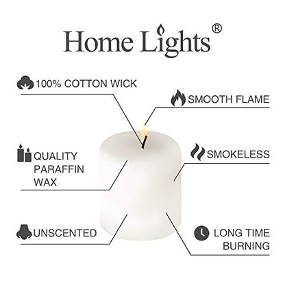 Pillar Candles - 2.7x3 inch | 30 Hours Burning, 6 Count - White Unscented Smokeless European Pillar Candles - Perfect for Wedding, Parties, Spas, Home Gatherings and Dinner - size: 27X27P