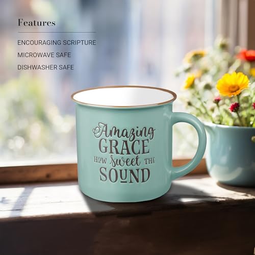 Christian Art Gifts Mint Green Camp Style Amazing Grace Ceramic Coffee Mug - style: Amazing Grace