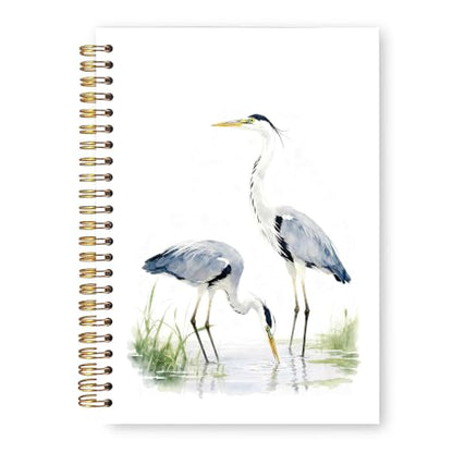 Watercolor Heron Notebook Gift for Wildlife Men Women Teens 5.5x8.3 - color: Heron c