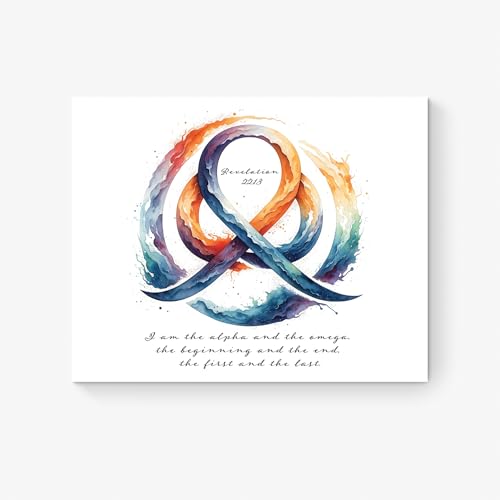 Revelation 22:13 Bible Verse Art Print | I Am the Alpha and the Omega | Abstract Infinity Symbol | Christian Wall Decor | Unframed Giclée Print | Scripture Poster | Home Decor | Religious Art Print (8x10) - color: Omega1, size: 10"L x 8"W